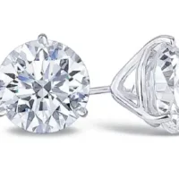 3 Carat Lab Grown Diamond Stud Earrings Set in 14K White Gold