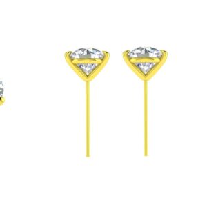 4 Carat Lab Grown Diamond Stud Earrings Set in 14K Yellow Gold