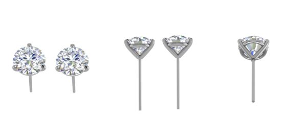 3 Carat Lab Grown Diamond Stud Earrings Set in 14K White Gold