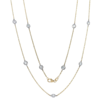 3.41 Carat 14 Karat Two Tone Gold Diamonds By The Yard Necklace
