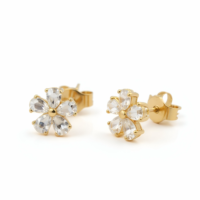 Floral Shaped 14k Yellow Gold Lab Grown Diamond Earrings (1 CT)
