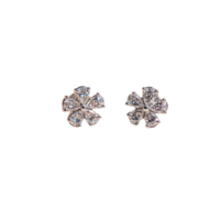 Floral Shaped 14K White Gold Lab Grown Diamond Earring (1 CT)