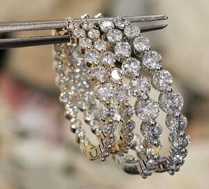 14k Yellow Gold 2 Carat Lab Grown Diamond Inside Out Hoop Earrings