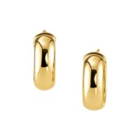 14k Yellow Gold Wide Medium Hoop Earrings with Snap Lock