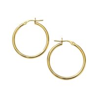 14k Yellow Gold Polished Hoop Earrings (2x25 mm)