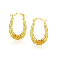 10k Yellow Gold Fancy Oval Hoop Earrings