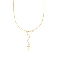 14K Yellow Gold Adjustable Cross Necklace