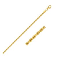 14k Yellow Gold Solid Diamond Cut Rope Bracelet (2.50 mm)