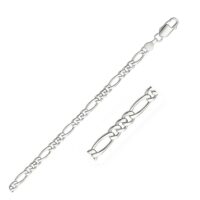 14k White Gold Solid Figaro Bracelet (3.80 mm)