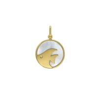 14K Yellow Gold Fish MOP Charm Pendant