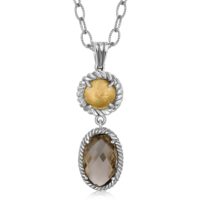 18K Yellow Gold and Sterling Silver Drop Pendant