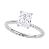 1 1/2 Carat Emerald Lab Grown IGI G/VS1 Diamond Solitaire Ring in 14K White Gold