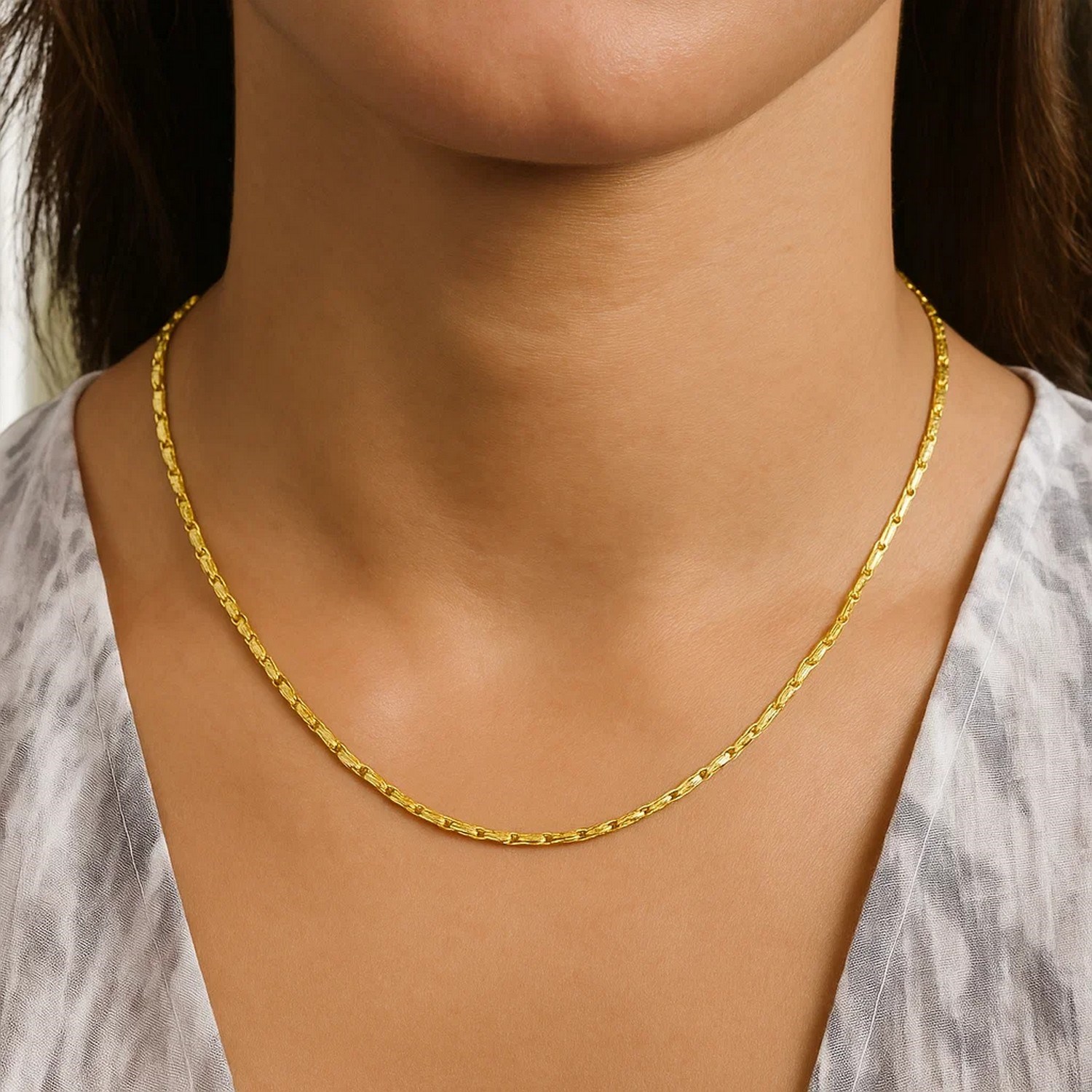 Diamond Cut Fancy Links Pendant Chain in Yellow Gold (1.50 mm) - Image 8