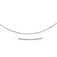 14k White Gold Thin Motif Round Omega Necklace