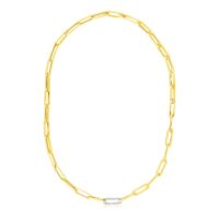 14k Yellow Gold Paperclip Chain Necklace with Diamond Link (6.00 mm)