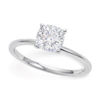1 Carat Cushion Lab Grown IGI G/VS1 Diamond Solitaire Ring in 10K White Gold