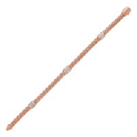 Polished Woven Rope Bracelet with Diamond Accents in 14k Rose Gold