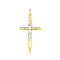 14k Two Tone Gold Cross Pendant
