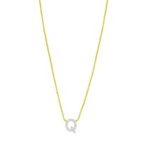 14K Yellow Gold Mini Diamond Q Initial Pendant Necklace