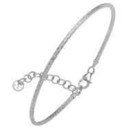 14K White Gold Diamond Cut Stack Bangle Bracelet (1.80 mm)