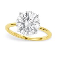 5 Carat Round Lab Grown IGI G/VS1 Diamond Solitaire Ring in 10K Yellow Gold