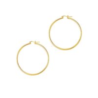 14k Yellow Gold Polished Hoop Earrings (1.5x45mm)