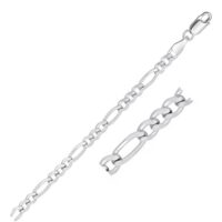 14k White Gold Solid Figaro Chain (6.00 mm)