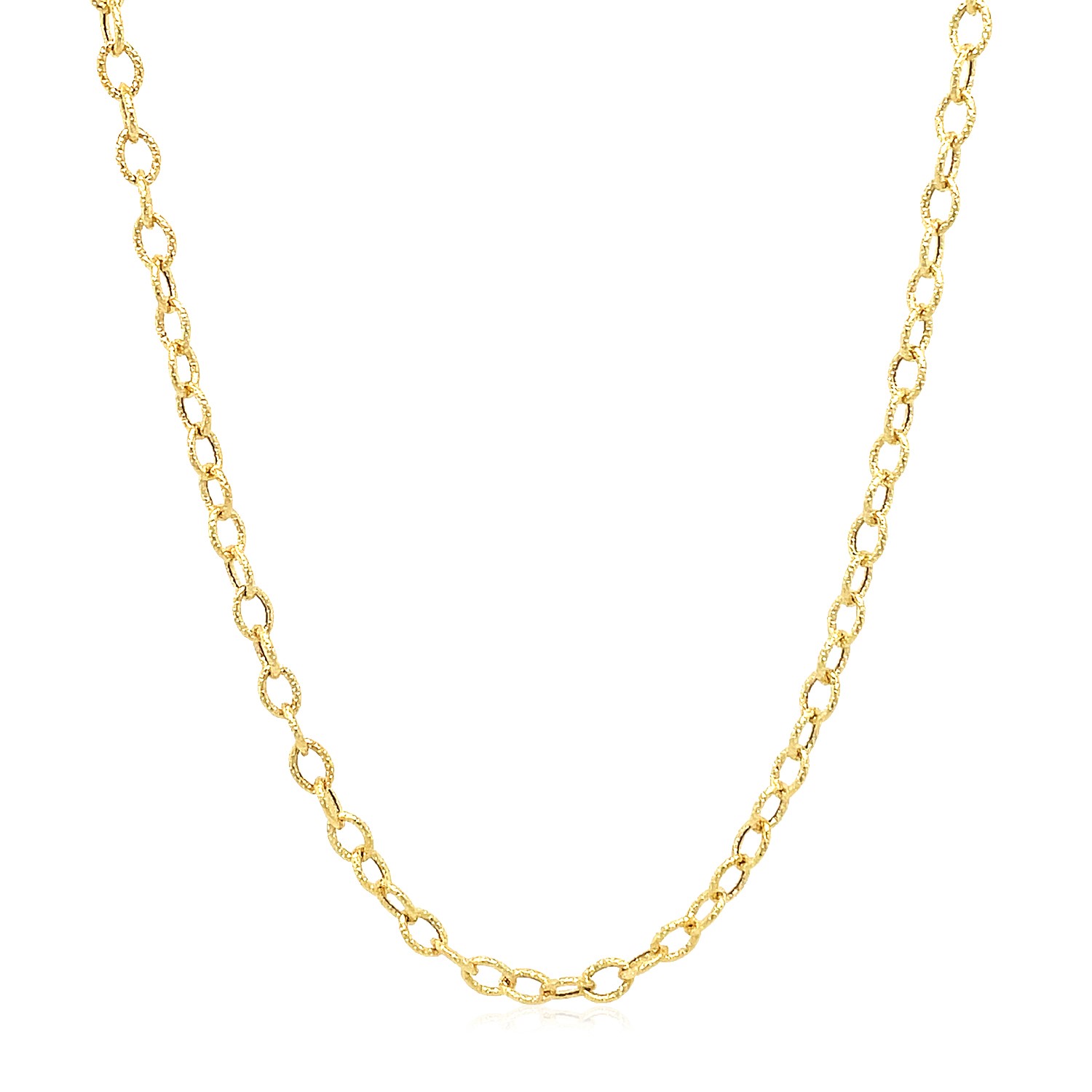 14k Yellow Gold Pendant Chain with Textured Links (2.50 mm) - Image 2