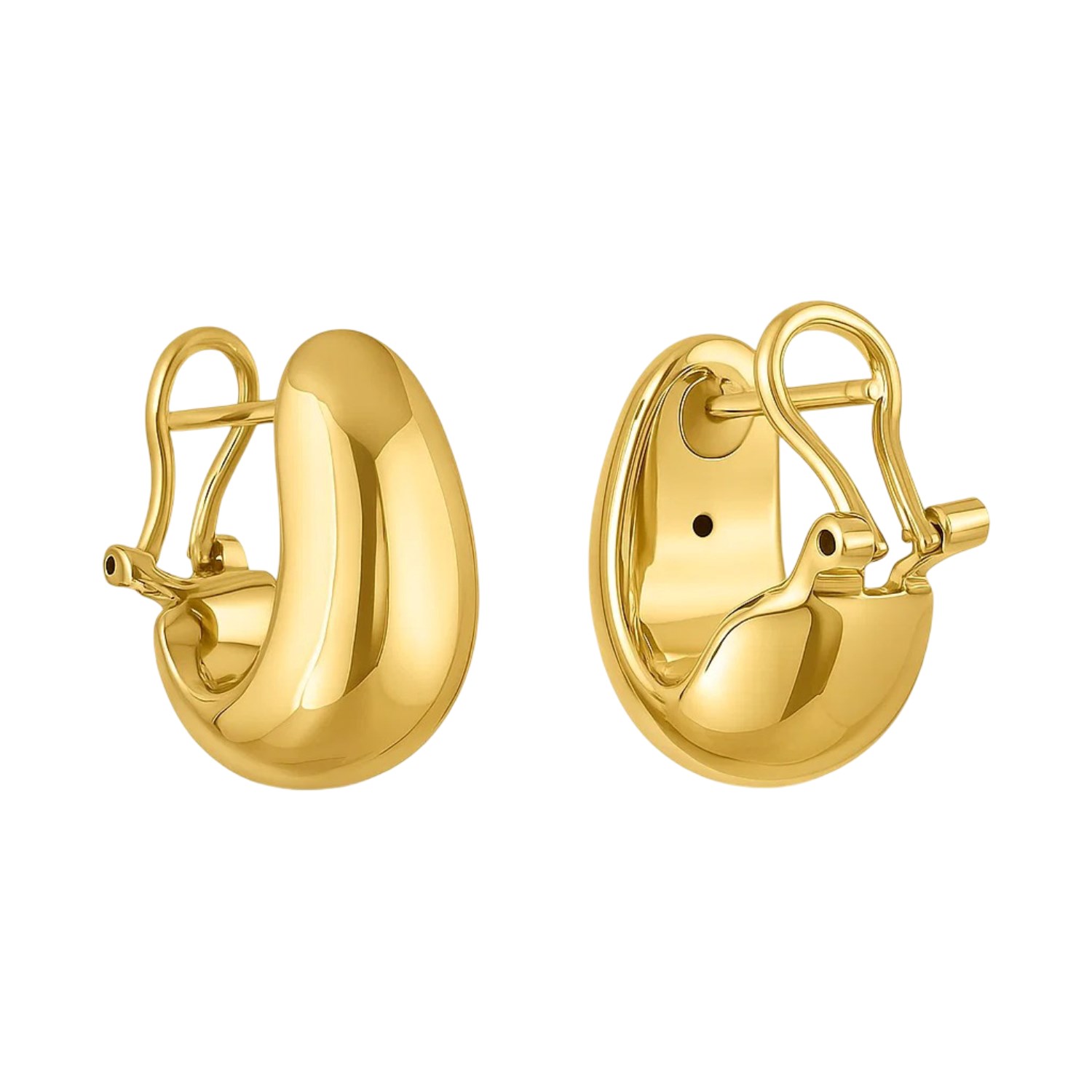 14k Yellow Gold Fancy Omega Hoops - Image 2