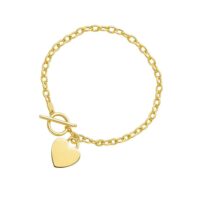 Toggle Bracelet with Heart Charm in 14k Yellow Gold (4.80 mm)