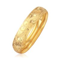 Classic Floral Carved Bangle in 14k Yellow Gold (13.50 mm)