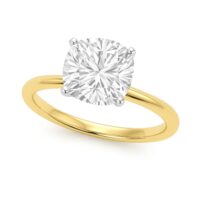 5 Carat Cushion Lab Grown IGI G/VS1 Diamond Solitaire Ring in 10K Yellow Gold