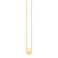 14k Yellow Gold Necklace with Polished Round Pendant with Diamond