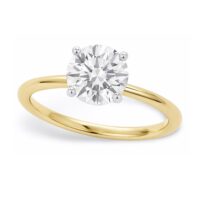 1 Carat Round Lab Grown IGI G/VS1 Diamond Solitaire Ring in 10K Yellow Gold