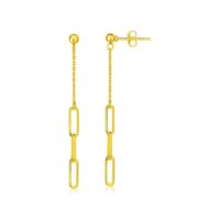 14K Yellow Gold Paperclip Chain and Fine Link Earrings