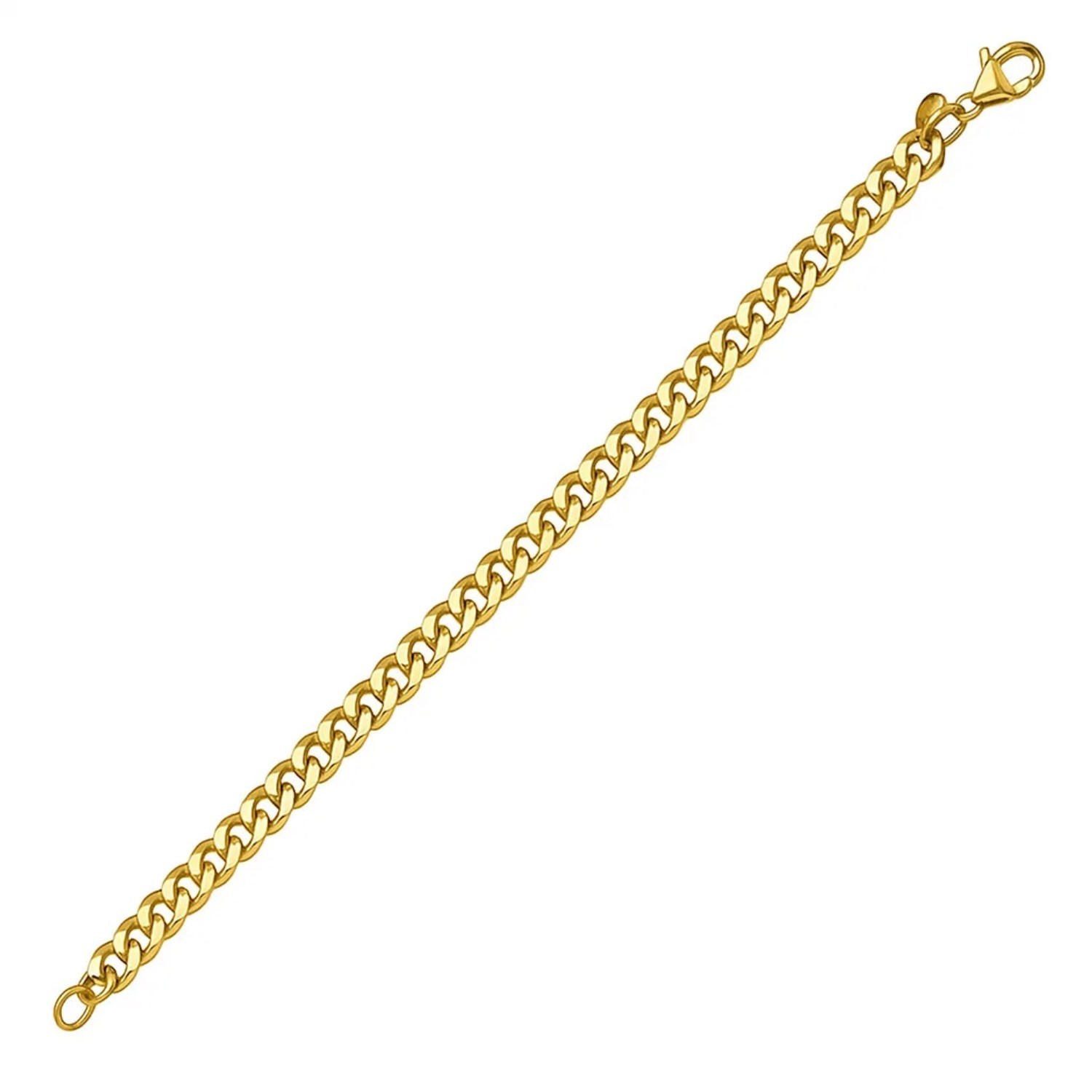 14K Yellow Gold Petite Faceted Cuban Link Chain Necklace (4.50 mm) - Image 3