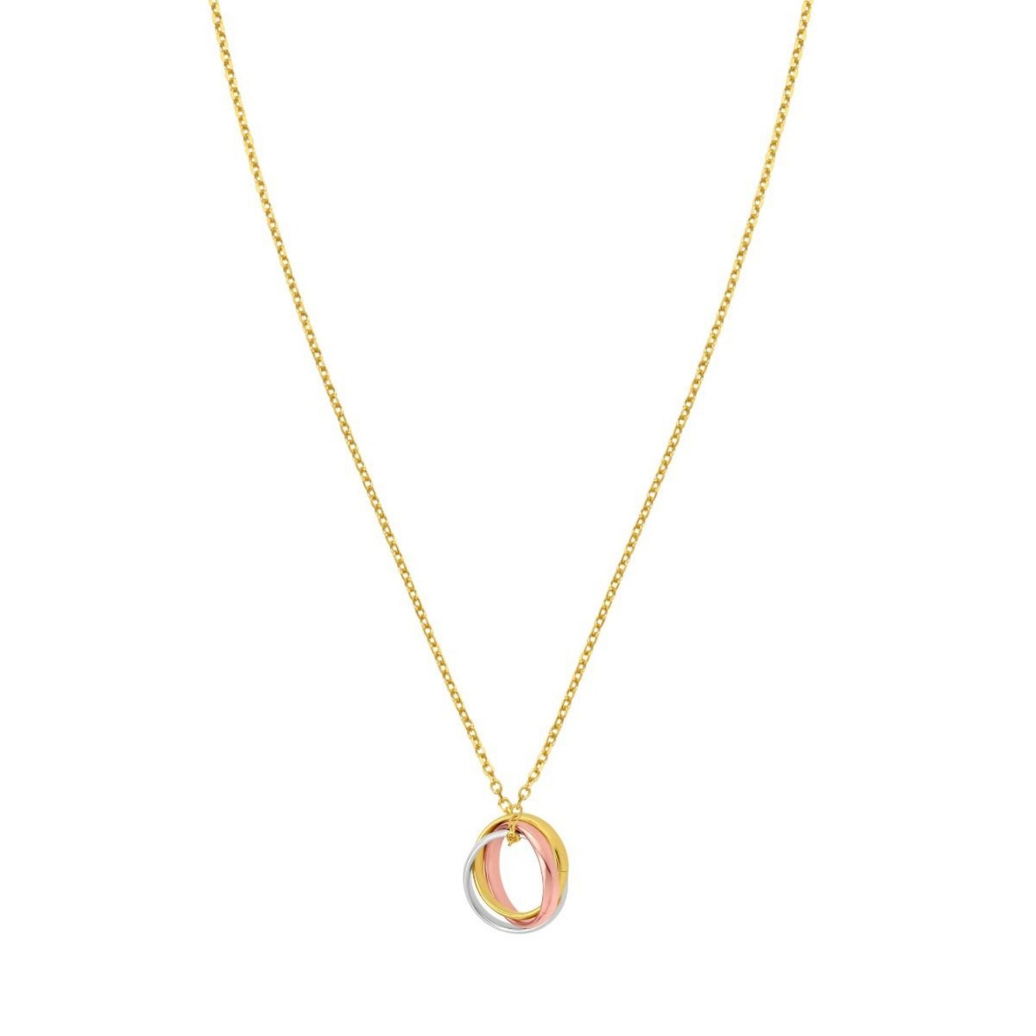 14K Tri Color Gold Trinity Chain Necklace