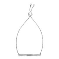 Adjustable Bar Bracelet with Cubic Zirconia in Sterling Silver (1.20 mm)
