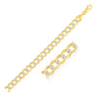 14k Two Tone Gold Pave Curb Bracelet (12.18 mm)