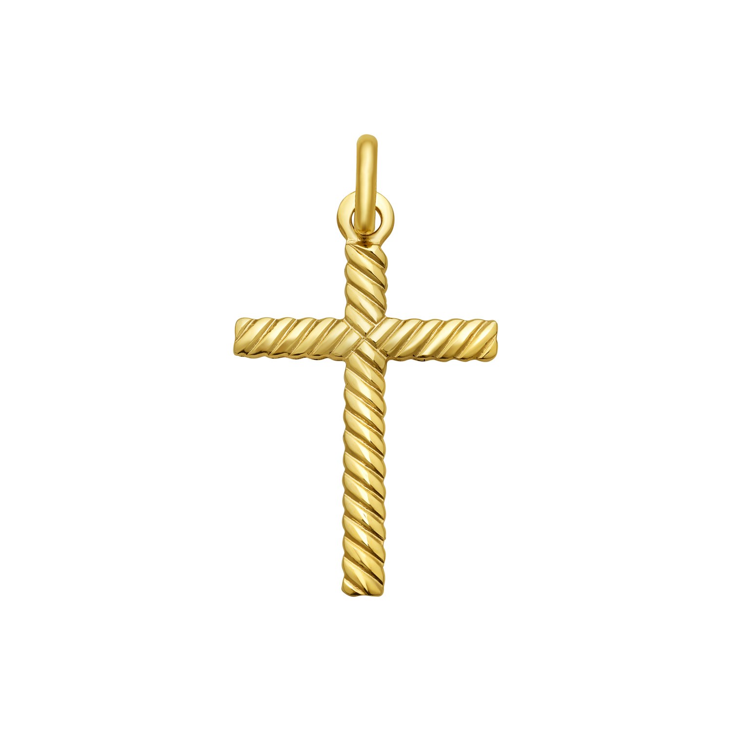 14K Yellow Gold Cable Cross Pendant