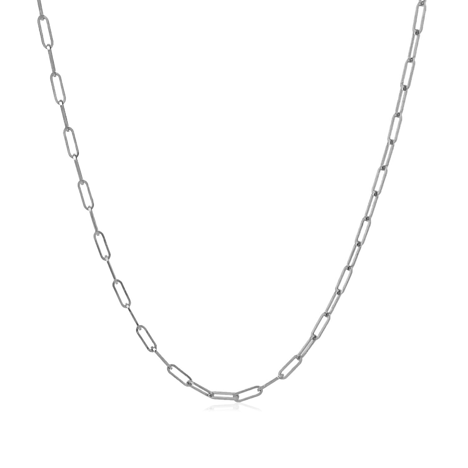 18K White Gold Fine Paperclip Chain (1.50 mm) - Image 2