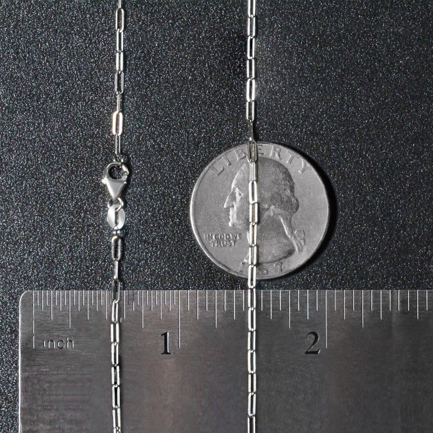 18K White Gold Fine Paperclip Chain (1.50 mm) - Image 7