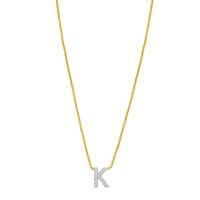 14K Yellow Gold Mini Diamond K Initial Pendant Necklace
