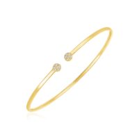 14k Yellow Gold High Polish Diamond Cluster Bangle (2.00 mm)