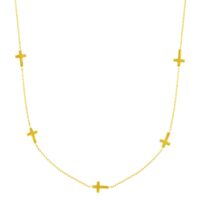 14k Yellow Gold Chain Necklace with Cross Stations