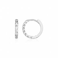 14k White Gold Petite Textured Round Hoop Earrings