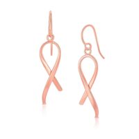 14k Rose Gold Polished Ribbon Style Drop Earrings