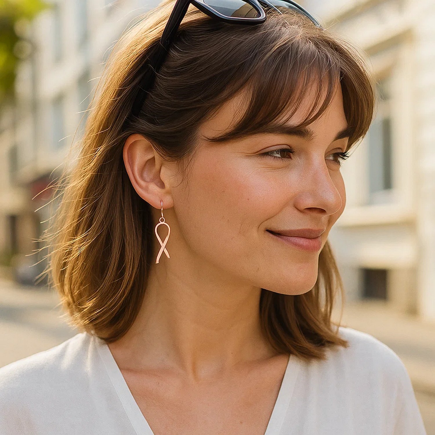 14k Rose Gold Polished Ribbon Style Drop Earrings - Image 3