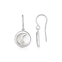 Sterling Silver Crescent Moon Cutout Earrings with Mother of Pearl