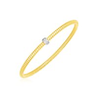 14k Yellow Gold Stretch Bangle with Diamonds (3.00 mm)